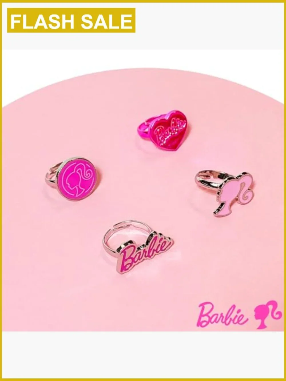 4 Adjustable Metal Charm Rings for Girls - Kids Jewelry Set
